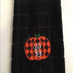 Made to order - Two (2) Fall Pumpkin kitchen towels - black & orange - Halloween